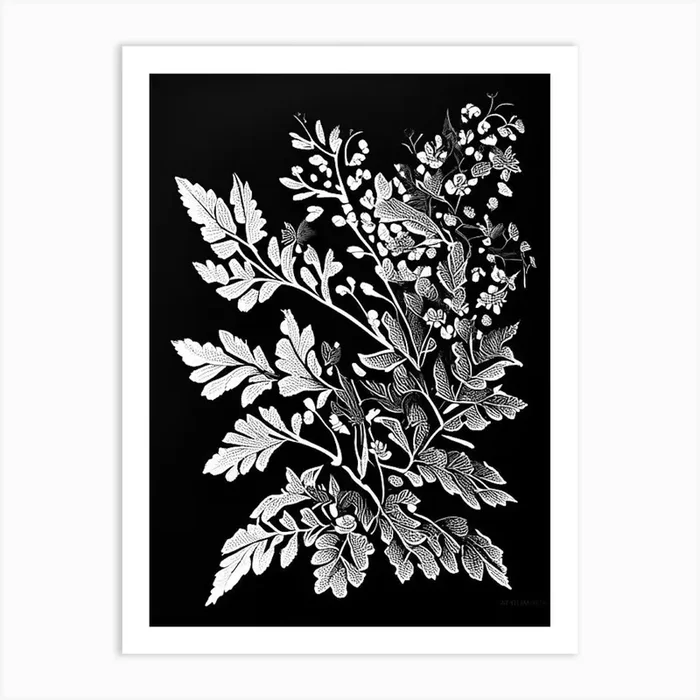 Barberry Leaf Linocut 3 Art PrintL& by Leaf & Stem Studio