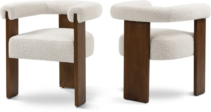 Barrel Cream Boucle Fabric Upholstered Dining Chair