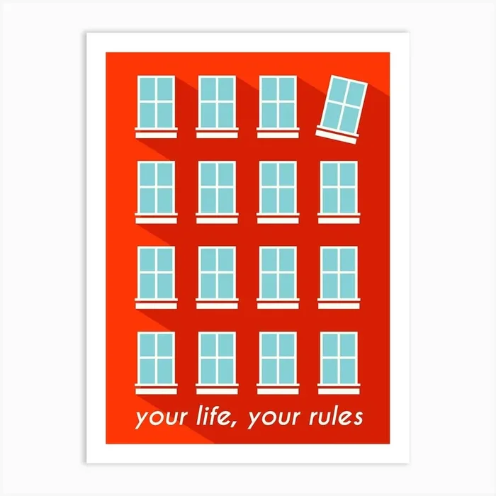 Be Yourself Quote Red Art Print by Yaviki