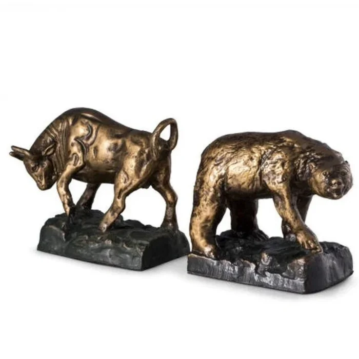 Bear & Bull Bookends, Bronze