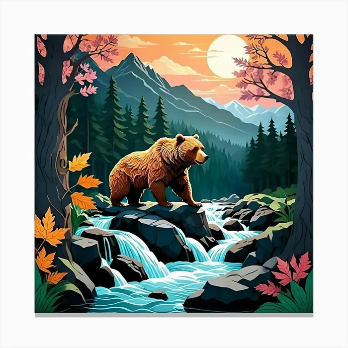 Bear In The Forest Canvas Print by DYERLOVE