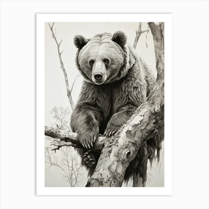 Bear In Tree Art Print by Gutyz Designs
