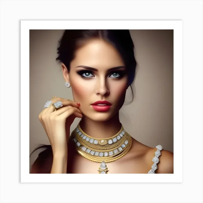 Beautiful Woman In Gold Jewelry Art Print by Geek7