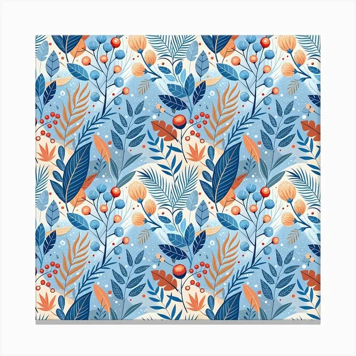 Berries Foliage Pattern Canvas Print by Etnousta