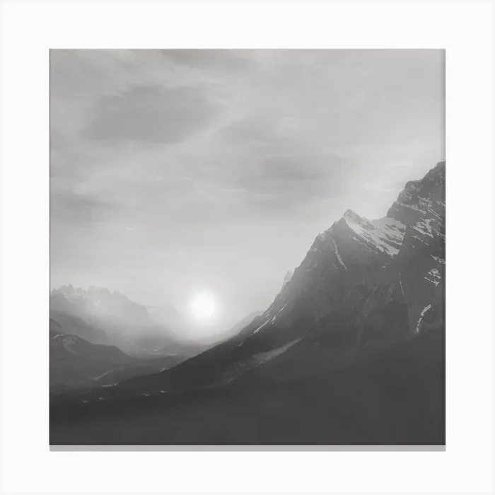 Black And White Sunset Square Canvas Print by Viviana Gonzalez