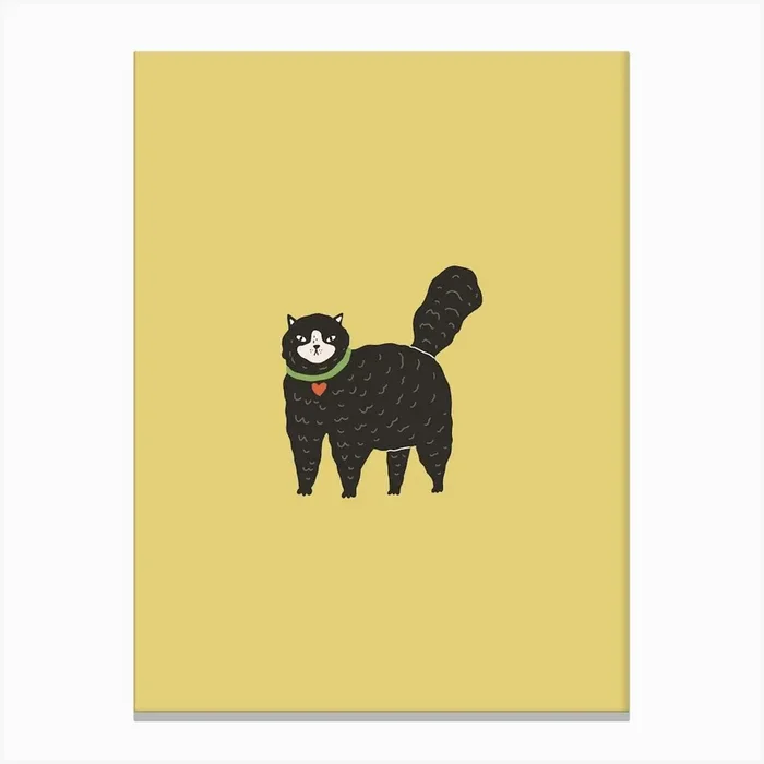Black Cat Canvas Print by Lewska Design