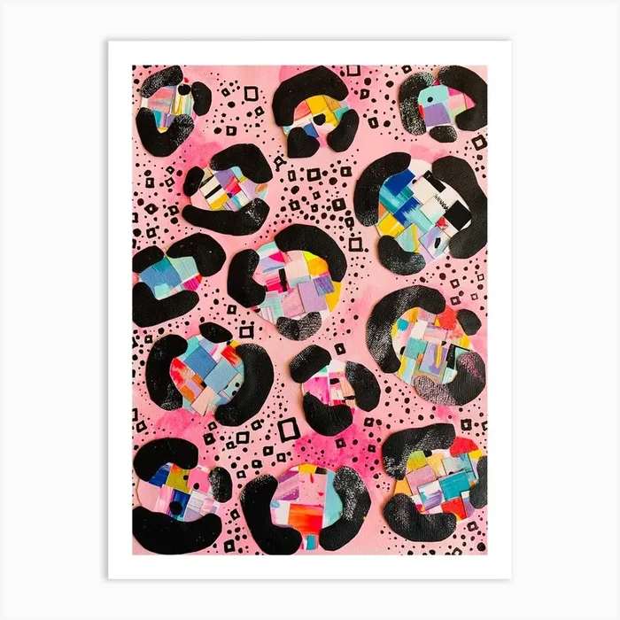 Black Square And Leopard Art Print by Zinome
