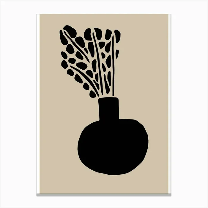 Black Vase Abstract Canvas Print by Lucent Art Shop