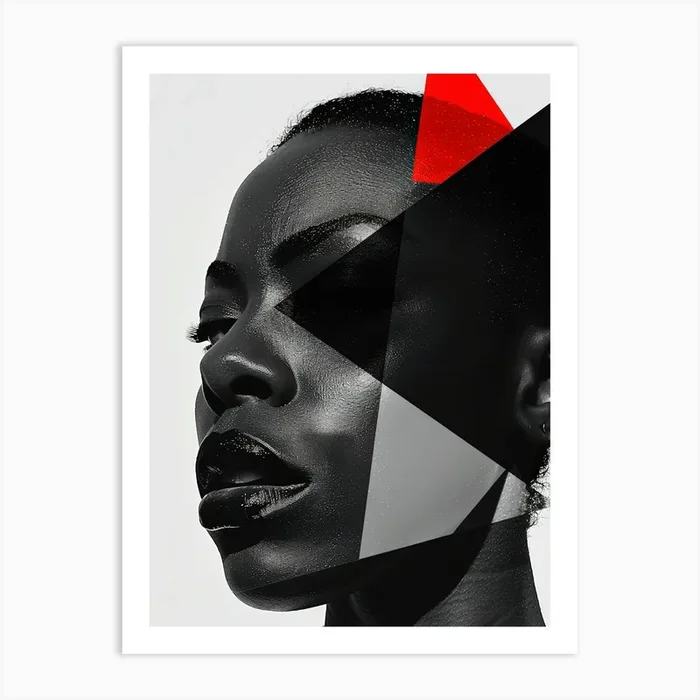 Black Woman With Red Triangles Art Print by Fotkrat