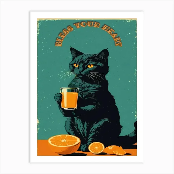 Bless Your Heart Cat Art Print by Chantee