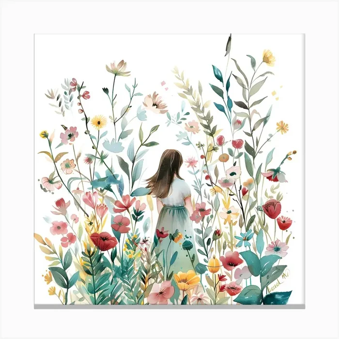 Blooming Beauty Woman In Floral Garden Canvas Print by Gutyz Designs