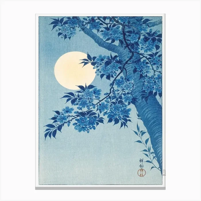 Blossoming Cherry On A Moonlit Night, Ohara Koson Canvas Print by Fy! Classic Art Prints and Posters
