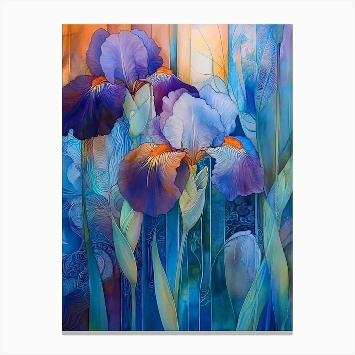 Blue and Purple Irises Canvas Print by Amanda Moore