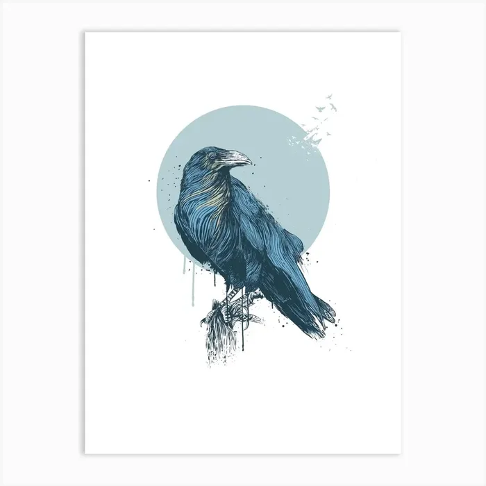 Blue Crow Art Print by Balázs Solti