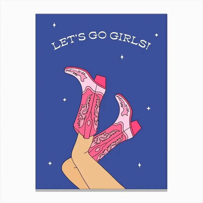 Blue Let’s Go Girls Cowgirl Canvas Print by DecemberSeven