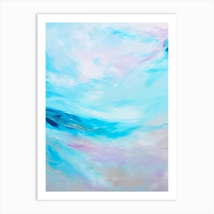 Blue Ocean And Beach Painting Art Print by Françoise Wattré