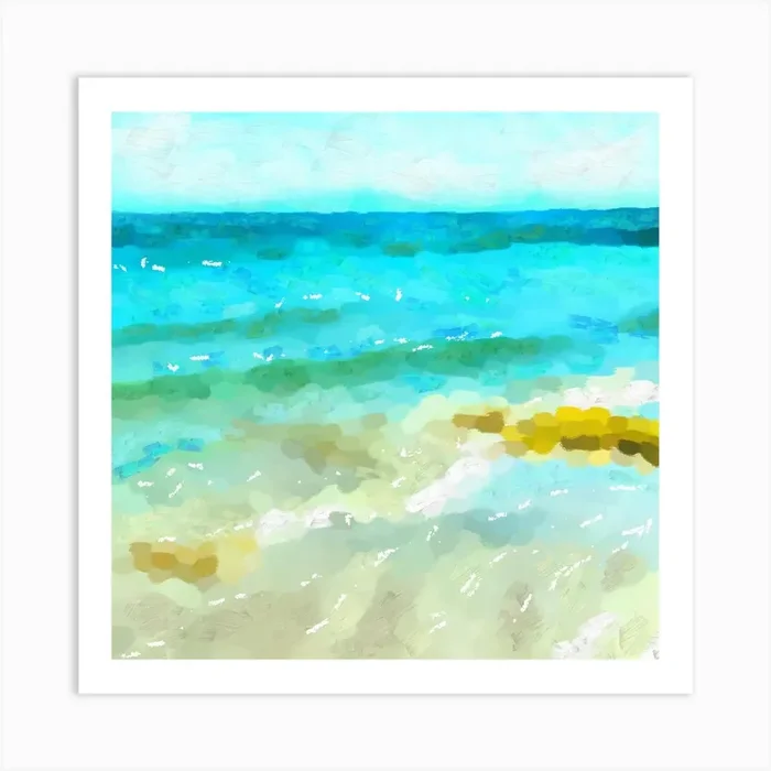 Blue sea waves Art Print by ilinaillustrator