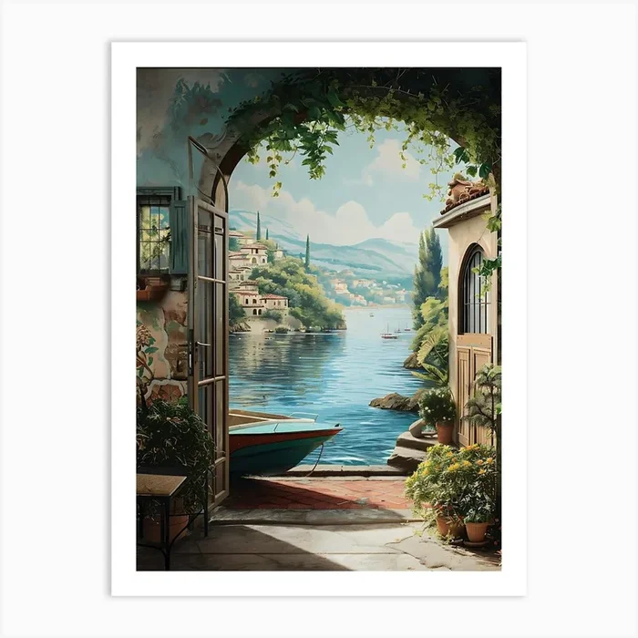 Boathouse Pond View Artistic Sty Art Print by Artsy Bessy