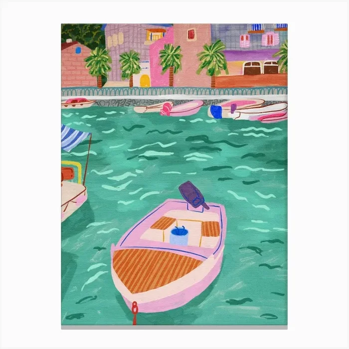 Boats In The Harbor Canvas Print by Kartika Paramita