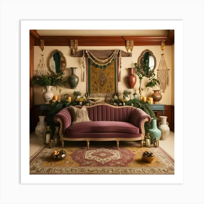 Bohemian Living Room 5 Art PrintAY by Aitzaz yousaf