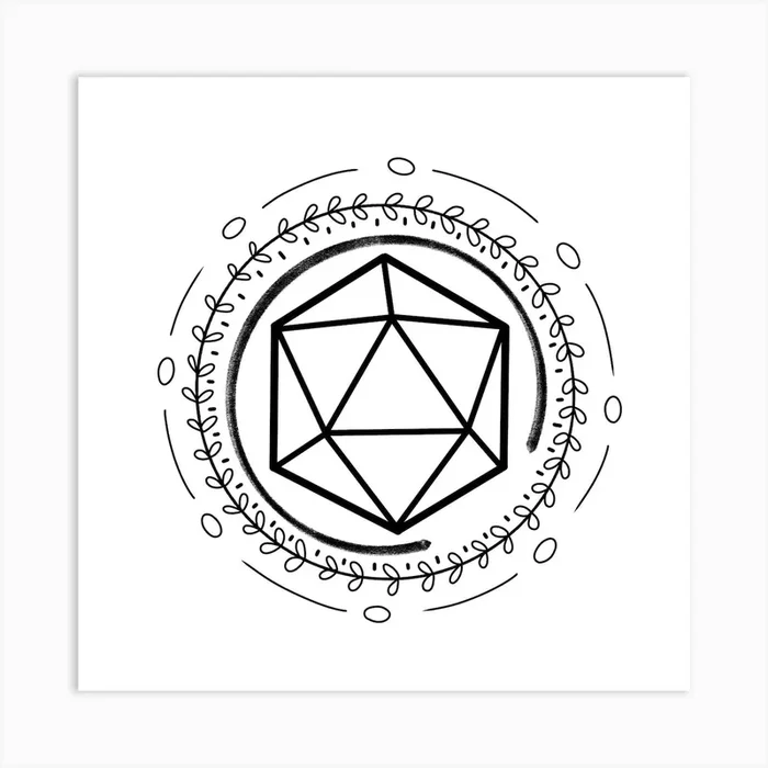 Boho wreath dnd dice dungeons and dragons Art PrintK by Katerhi