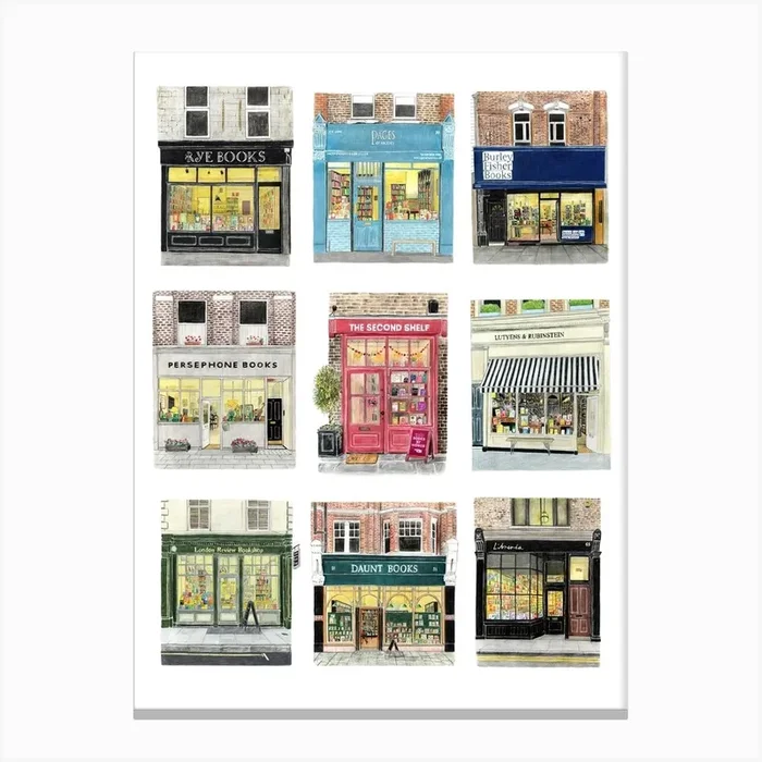 Bookshops Canvas Print by Christine Berrie Illustration