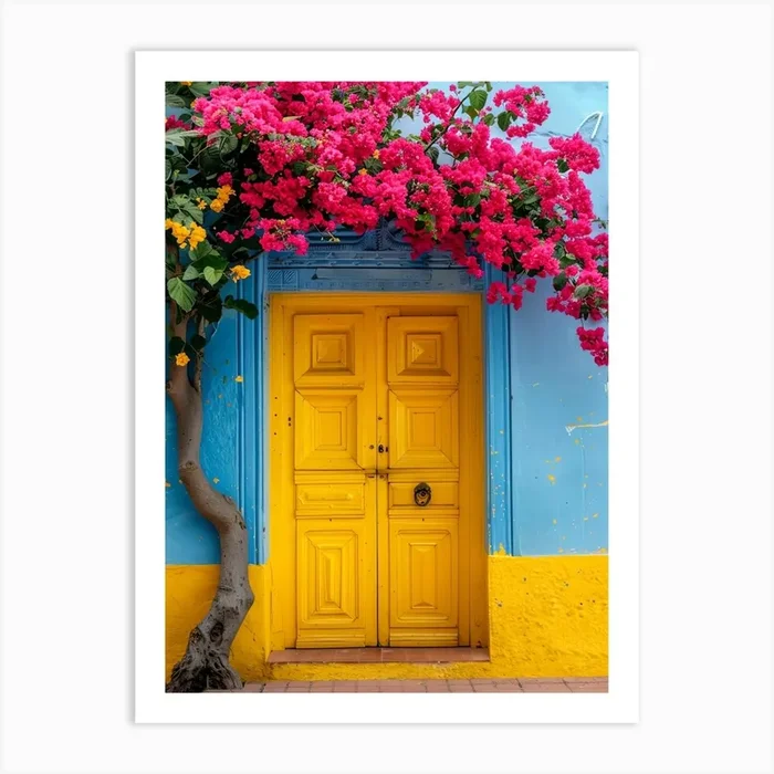Bougainvillea Door Art Print by Artsy Bessy