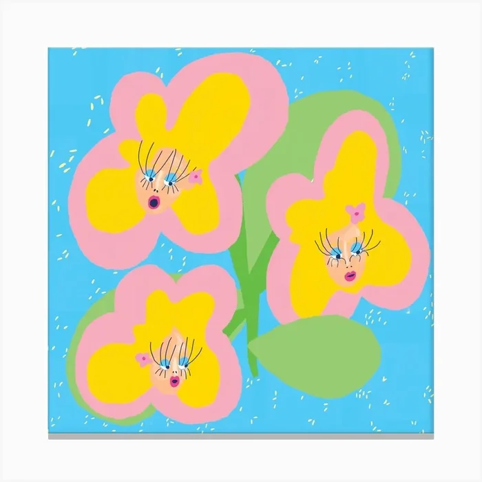 Bouquet Babes Square Canvas Print by Harriet George
