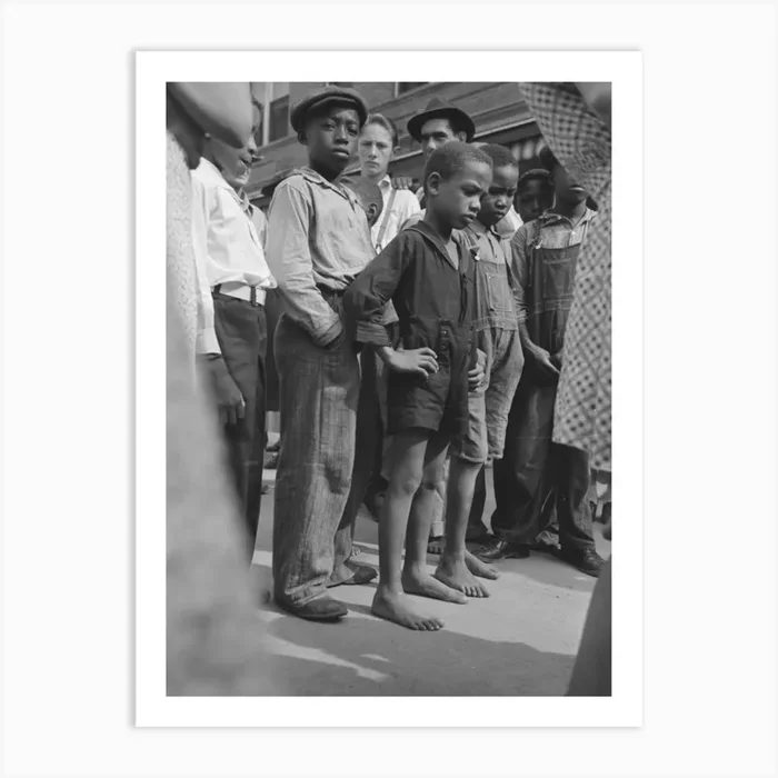 Boys In Crowd, National Rice Festival, Crowley, Louisiana By Russell Lee Art Print by Fy! Classic Art Prints and Posters