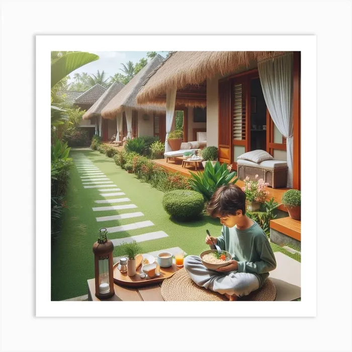 Breakfast At The Resort Art PrintED by Exclusive Designs