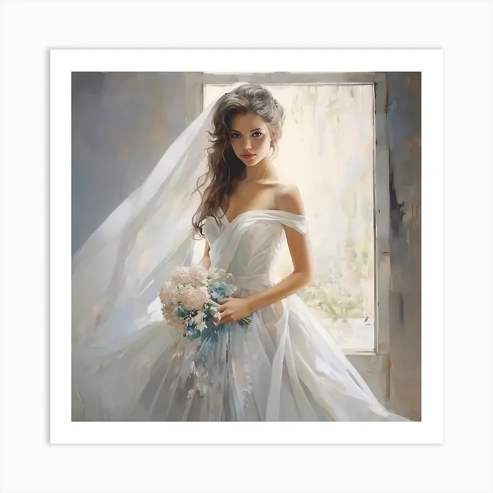 Bride In A Wedding Dress 1 Art Print by PaigeDesigns