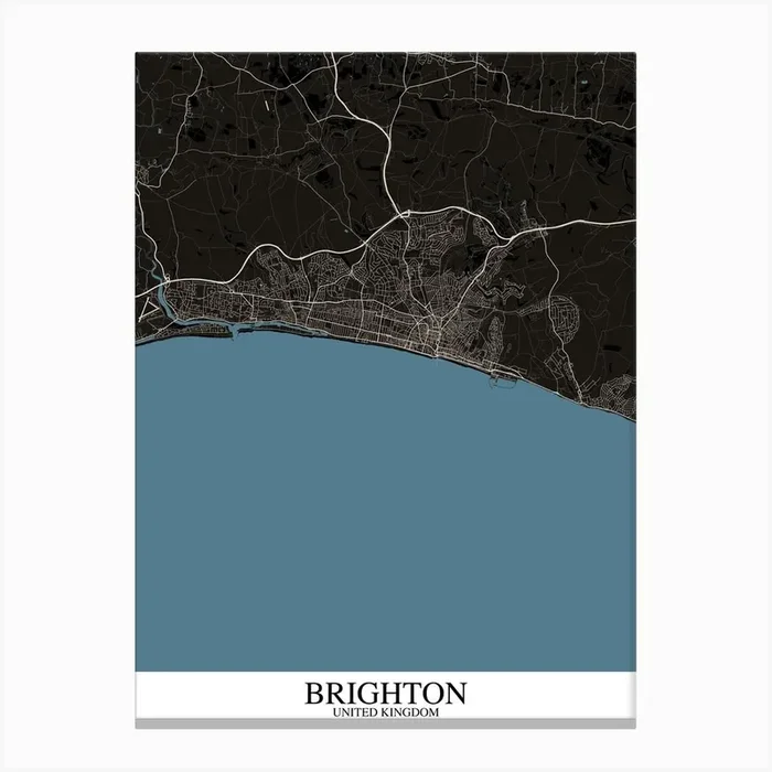 Brighton Black Blue Canvas Print by Mapply