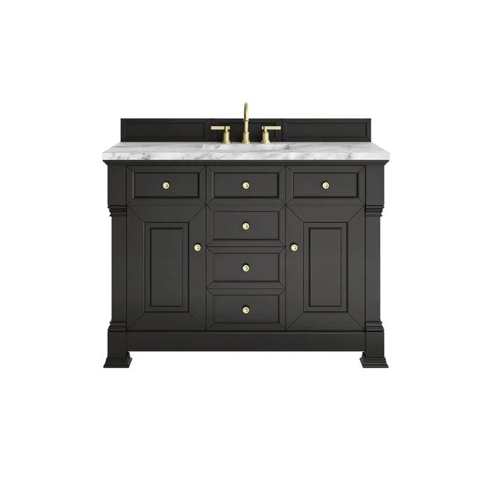 Brookfield 48 ” Single Vanity, Black Onyx w/3 CM Carrara White Marble Top