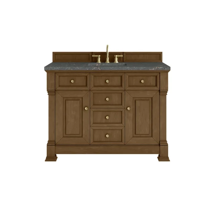 Brookfield 48 ” Single Vanity, Honey Oak w/ 3 CM Parisien Bleu Silestone Top w/ FreePower Wireless Charger