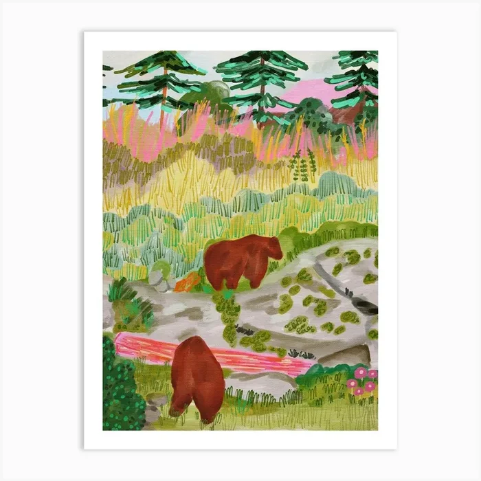 Brown Bears In The Forest Art Print by Kartika Paramita