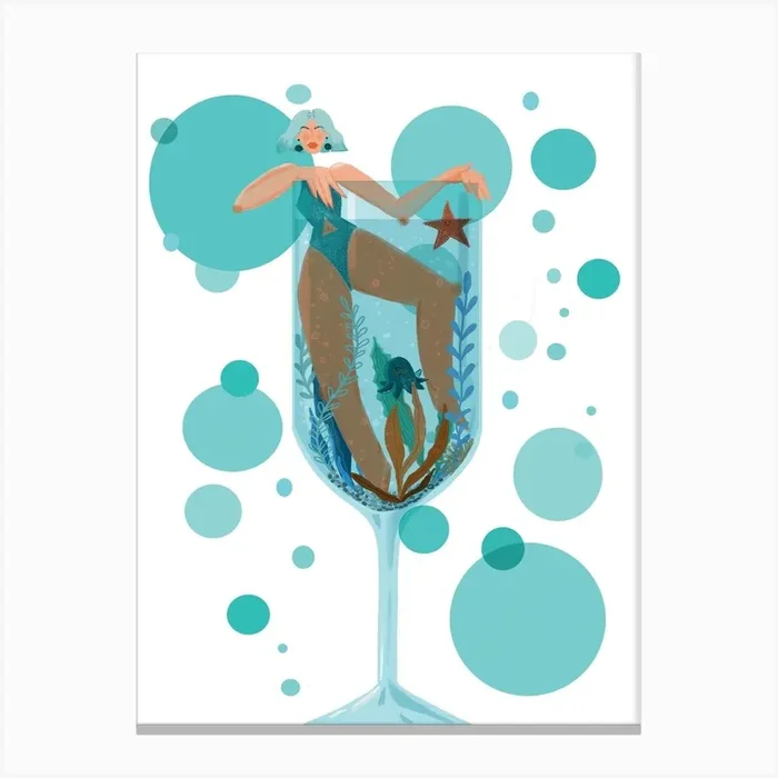 Bubble Girl And Starfish Canvas Print by Giulia Verrini
