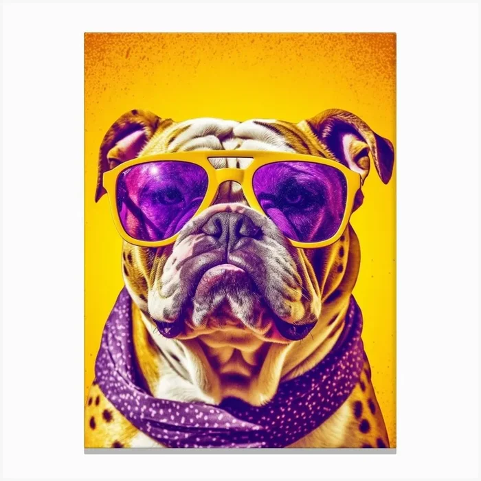 Bulldog In Sunglasses Pop Canvas Print by Artsy Bessy