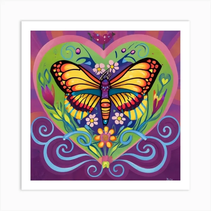 butterfly in the heart Art PrintD by danaire