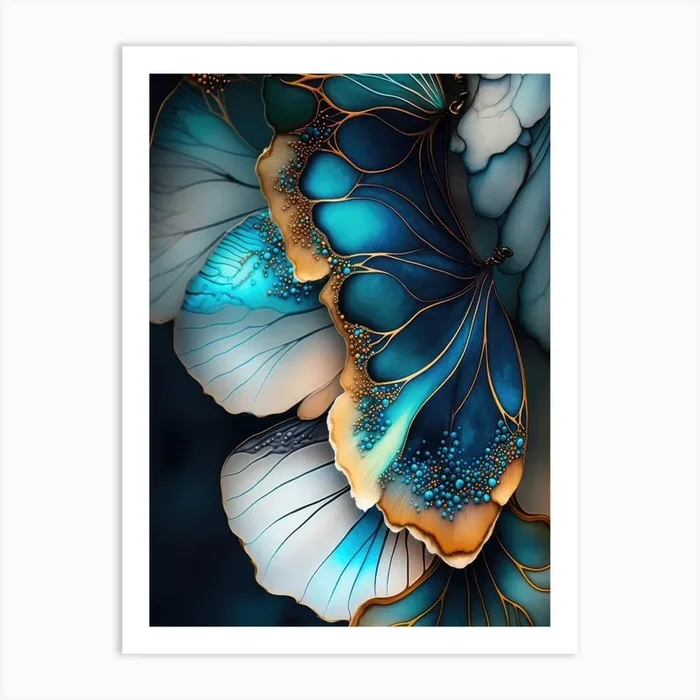Butterfly Wings Elegant Abstract Art Print by Artsy Bessy