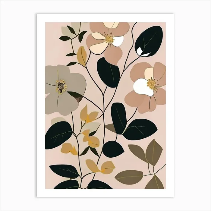 California Wild Rose Wildflower Modern Muted Colours 1 Art PrintWS by Wildflower Studio