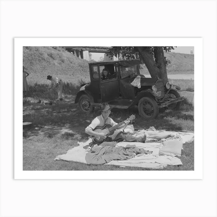 Camp Of Migrant Workers Near Prague, Oklahoma, Lincoln County By Russell Lee Art Print by Fy! Classic Art Prints and Posters