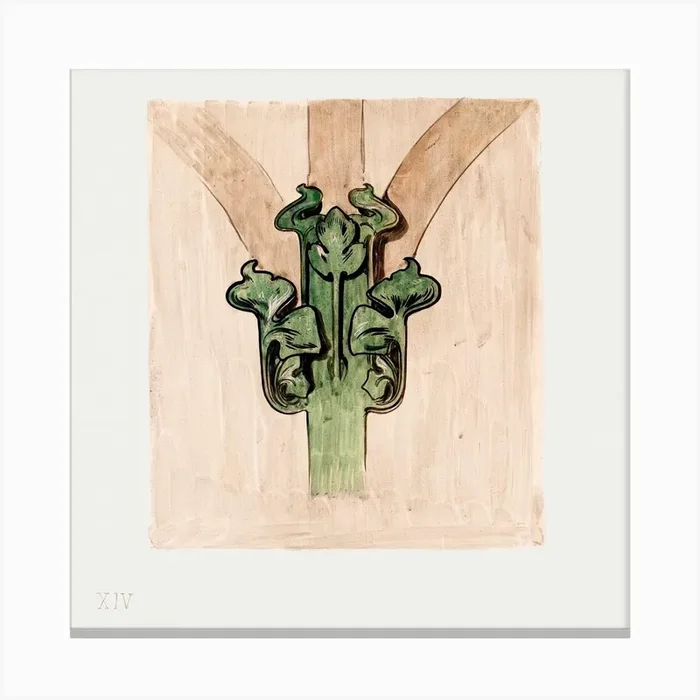 Capital Applied To The Columns Of The Facade Of The Fouquet Boutique, Alphonse Maria Mucha Canvas Print by Fy! Classic Art Prints and Posters