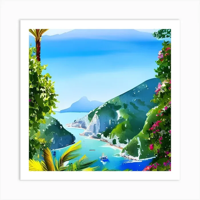 Capri Water color Travel Poster Art Print Art Print by Hassan Rehman