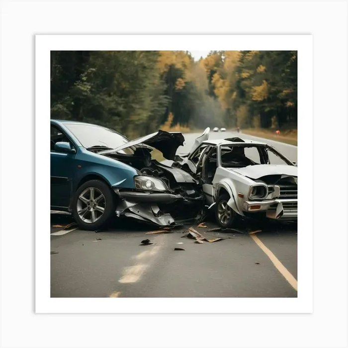 Car Accident Art PrintL by Lowkey