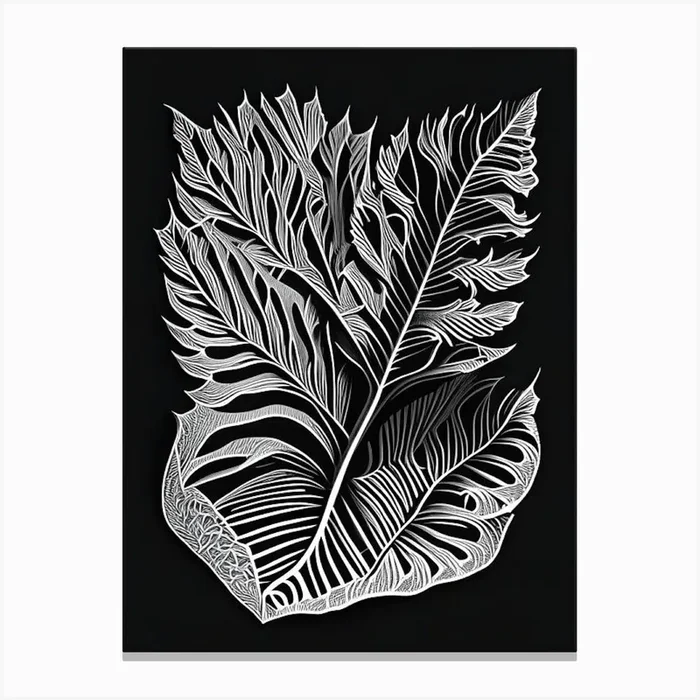 Caraway Leaf Linocut 2 Canvas PrintL& by Leaf & Stem Studio