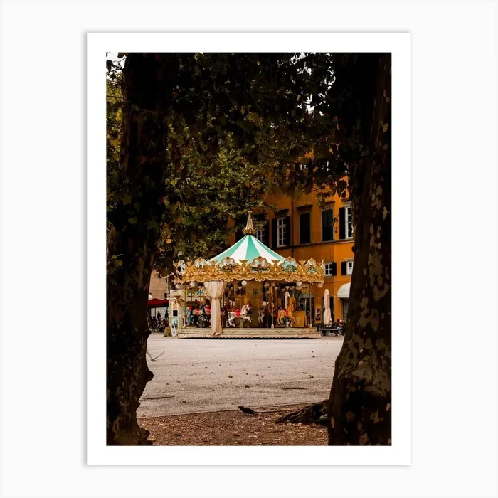 Carrousel In Lucca Tuscany Art Print by Emy Van Trijp