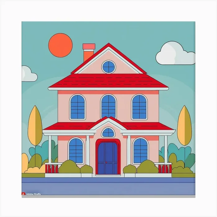 Cartoon House Vector Illustration Canvas PrintAN by Abdul Nasir