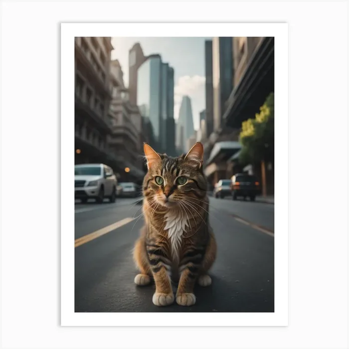 Cat In The City 1 Art Print by 444Ax