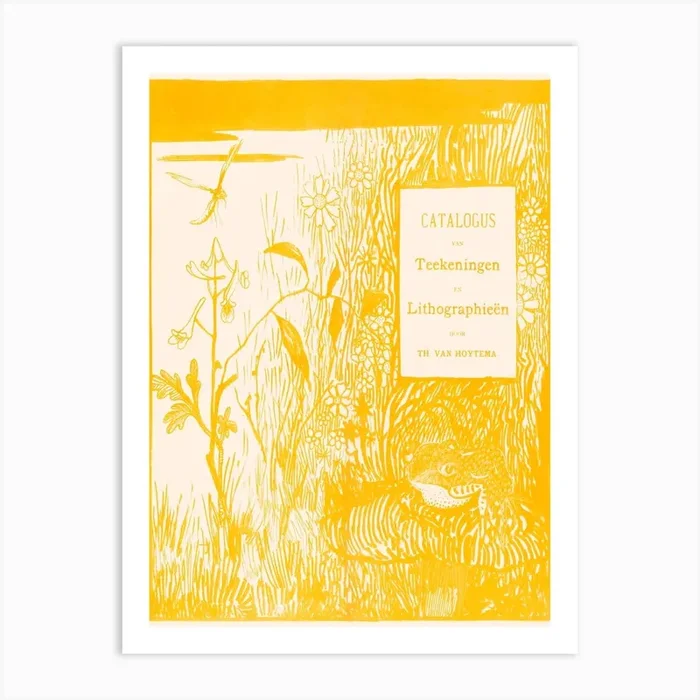 Catalog Cover With Toad And Dragonfly, Theo Van Hoytema Art Print by Fy! Classic Art Prints and Posters