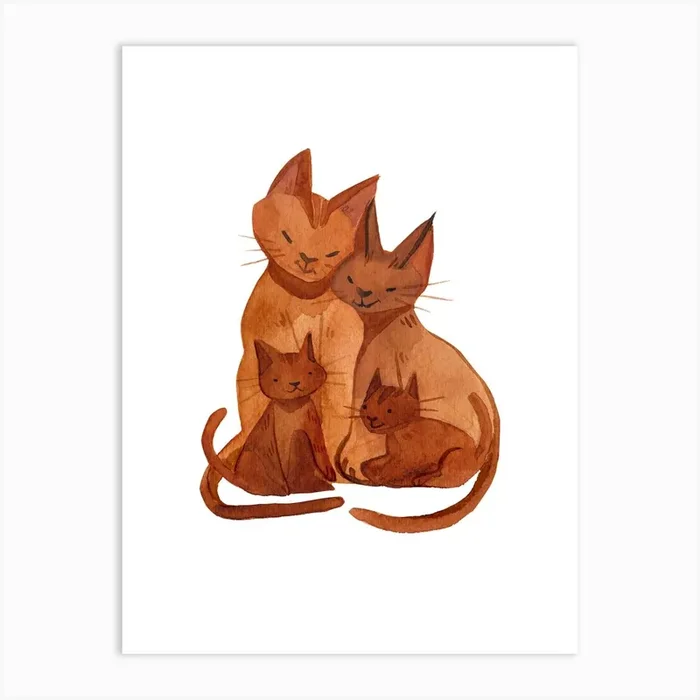 Cats Family Art Print by Dreamer